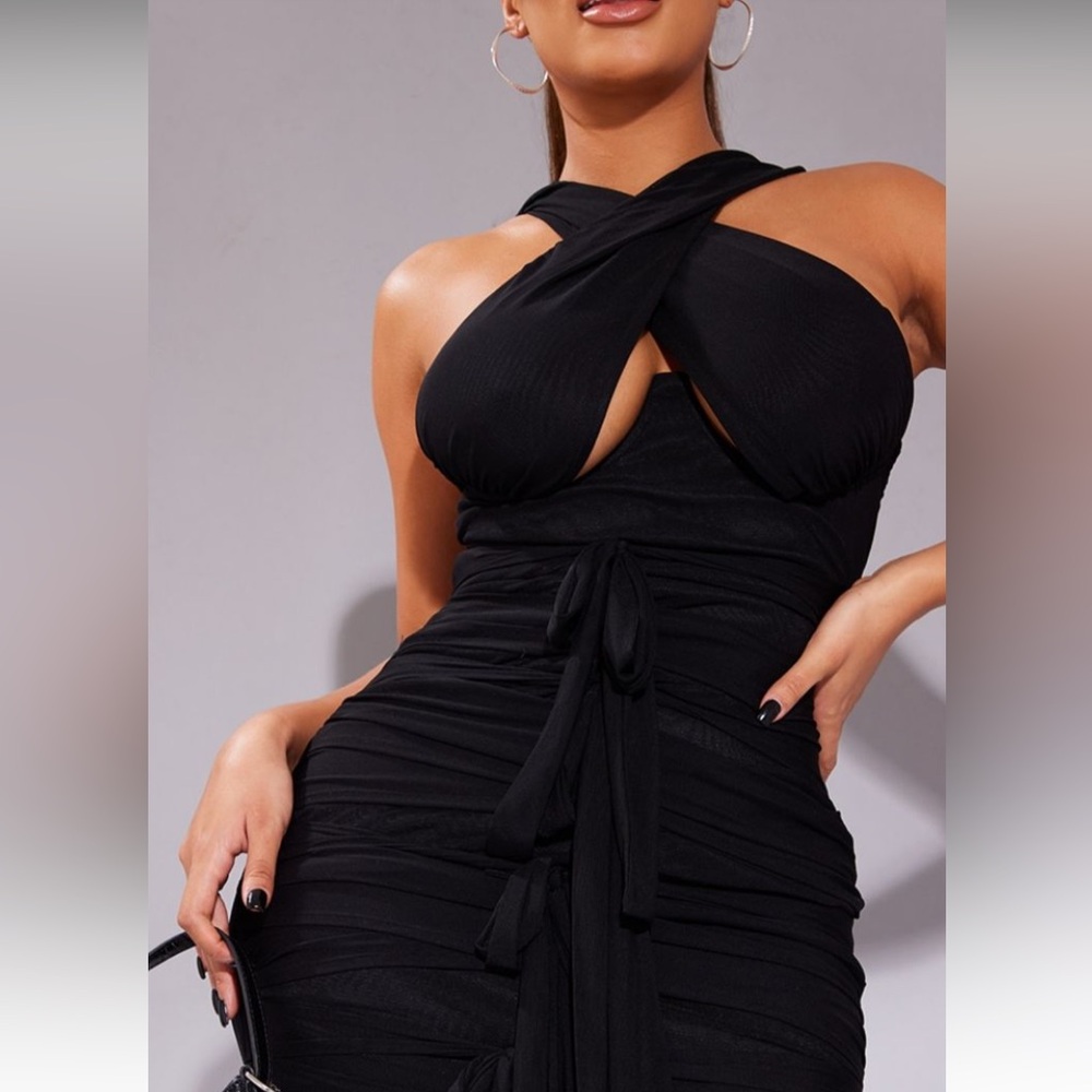PrettyLittleThing Black Backless Dress
